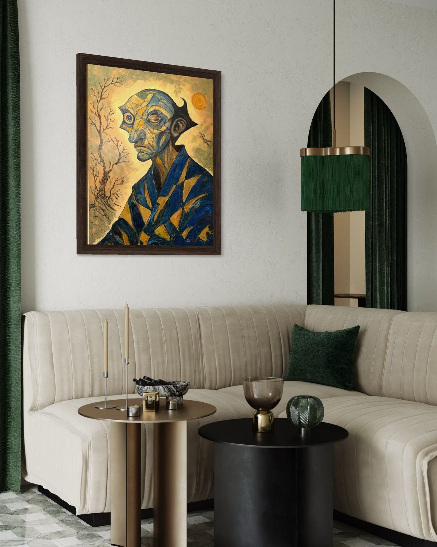 Retrato expresionista Aurelian por por el pintor  Ricardo Cid - CID シド, pintura original técnica mixta con óleo y relieve, 81x100 cm.